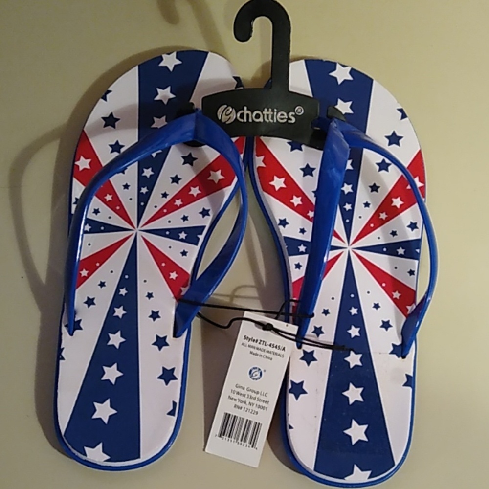 Chatties Patriotic Flip flop Sandals Size 9/10 L